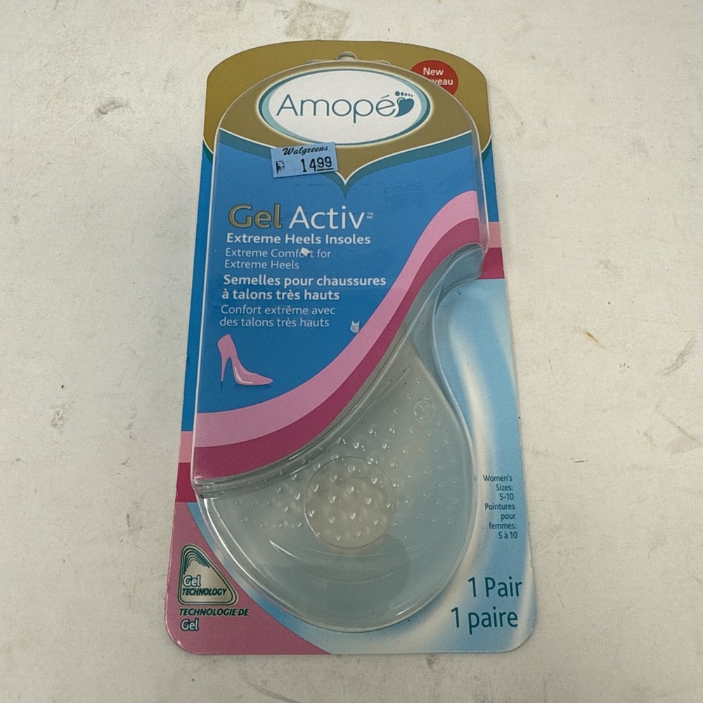 Womens 5-10 Amope Gel Activ Extreme Heel Shoe Insoles 2016